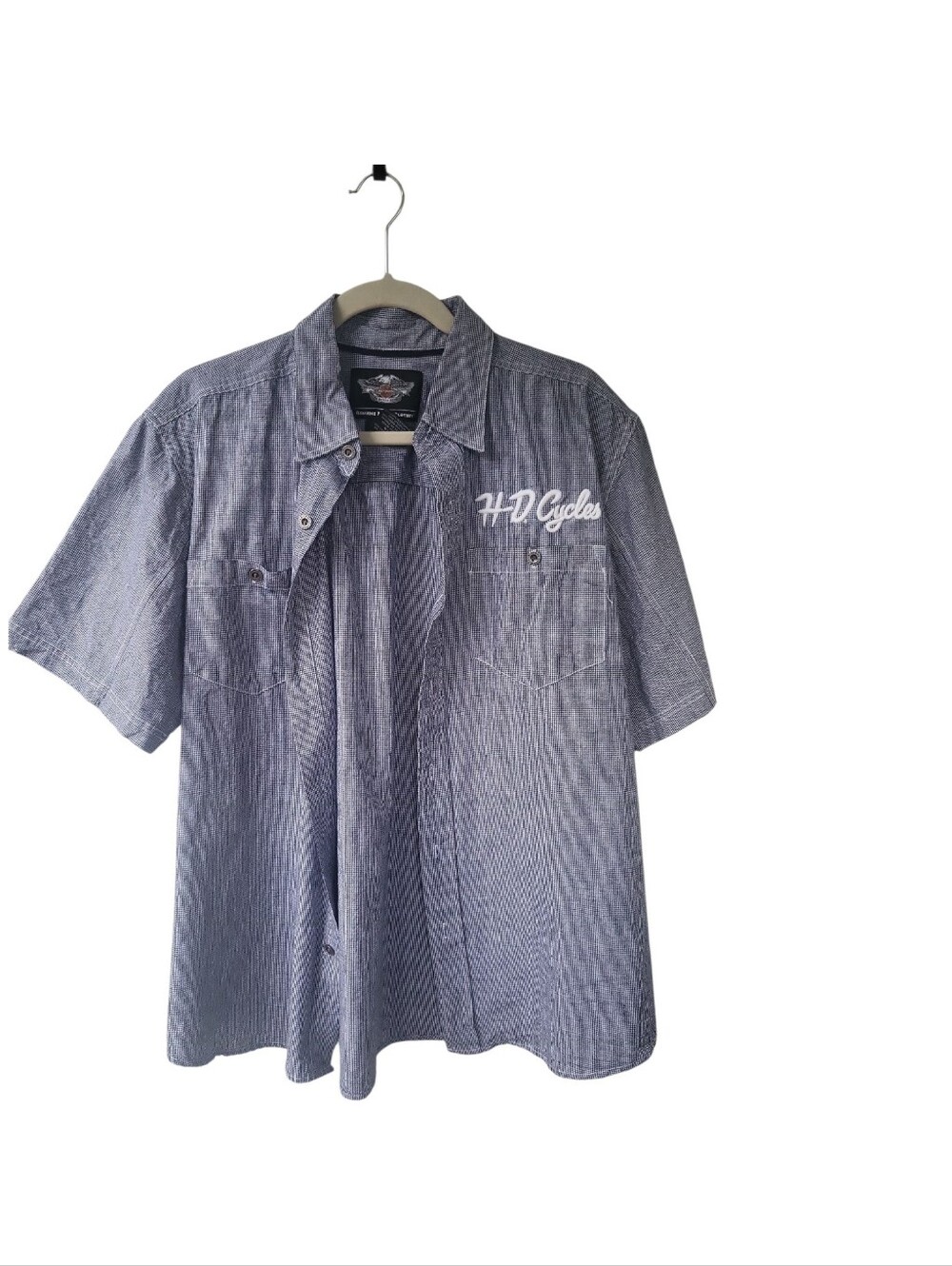 Men's Harley Davidson Embroidered Short Sleeve  Button Down Shirt L